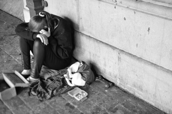 Street worker of the begging kind